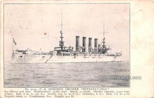 US Armored Cruiser Pennsylvania Military Battleship 1908 