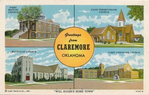 Greetings from Claremore OK, Oklahoma - Churches in Home Town of Will Rogers