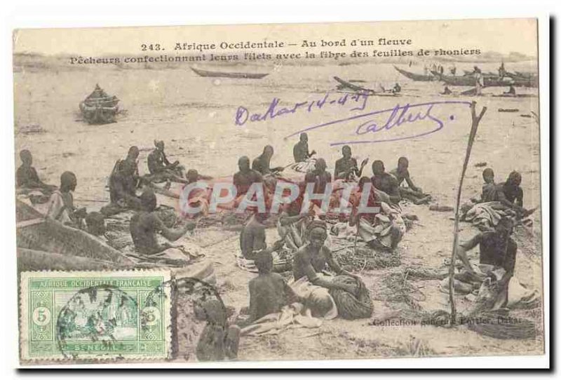 West Africa Old Postcard On board & # 39un River Fishermen confectionnat with...