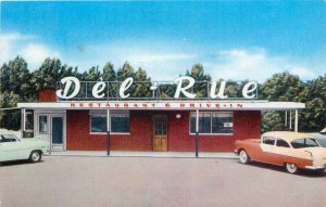 Postcard 1940s Alabama Northport Del Rue Drive in Restaurant autos AL24-4018