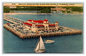 Municipal Recreation Pier St Petersburg Florida FL Linen Postcard W6