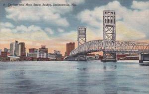 Florida Jacksonville Skyline and Main Street Bridge Curteich