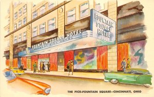 Cincinnati Ohio 1950s Postcard HotelPick- Fountain Square