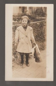 rppc c1915 HALLOWEEN COSTUME Party JACK O'LANTERN JOL Witch Cap BLACK CAT Girl