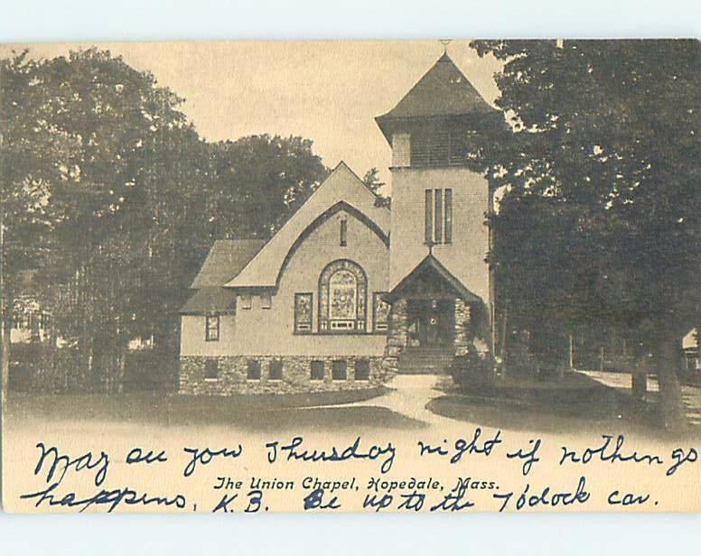 Pre-1907 CHURCH SCENE Hopedale - Near Milford Massachusetts MA G4471