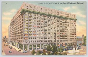 DuPont Hotel & Nemours Bldg Street View~Wilmington Delaware~Vintage Postcard