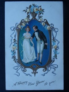 A HAPPY NEW YEAR TO YOU Christmas Courtship c1904 Postcard Raphael Tuck 8045