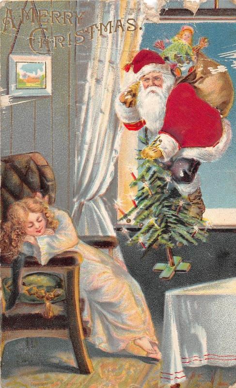 E38/ Santa Claus Merry Christmas Holiday Postcard c1910 New Era Michigan Window4