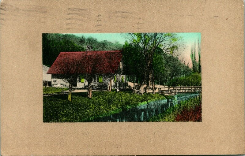 Vtg Postcard 1910 Shreveport, Louisiana Home on Creek w Foot Bridge S19