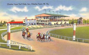 Horse Race Track Course Charles Town Turf Club West Virginia linen postcard