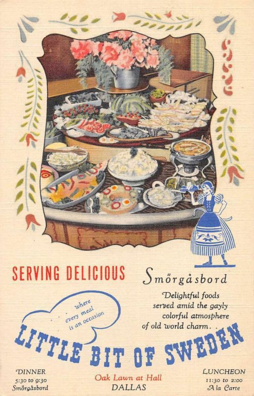 Dallas Texas Little Bit of Sweden Restaurant Vintage Postcard AA33446 