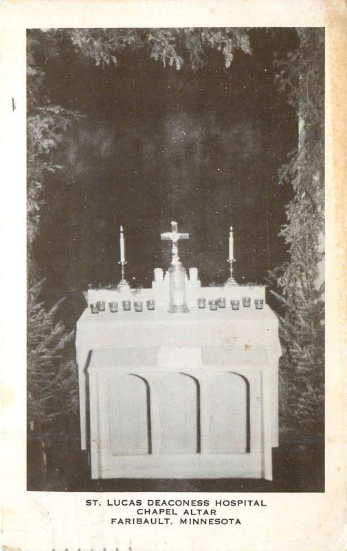 St Lucas Deaconess Hospital Chapel Altar Fairbault Minnesota pm 1950s Postcard