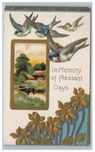 Winsch Back Birds In Memory of Pleasant Days Postcard Embossed Farm Scene