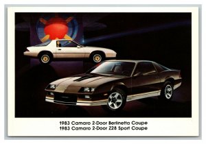 Vintage 1983 Postcard Chevrolet Camaro Berlinetta & Z28 Sport Coupe Advertising