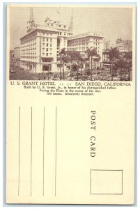 c1940s US Grant Hotel Exterior San Diego California CA Unposted Vintage Postcard