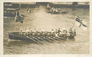 Postcard RPPC 1920s Italy Military Sailors Rowboat occupation 23-11911