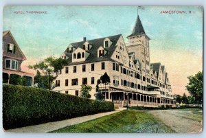 1908 Hotel Thorndike & Restaurant Building Tower Jamestown Rhode Island Postcard