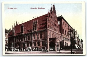 c1910 HANNOVER GERMANY DAS ALTE RATHAUS STREET VIEW EARLY POSTCARD P3172