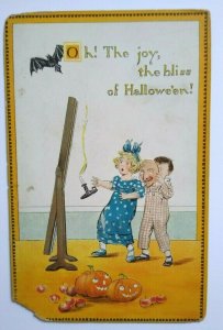 Original Halloween Postcard Tucks Oh The Joy Bliss Series 190 Flying Bat Pumpkin 