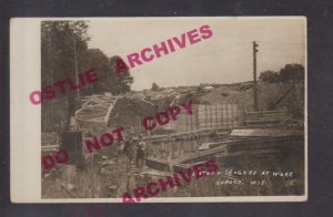 Oxford WISCONSIN RPPC 1910 BRIDGE CONSTRUCTION Workers nr Dells Montello Portage