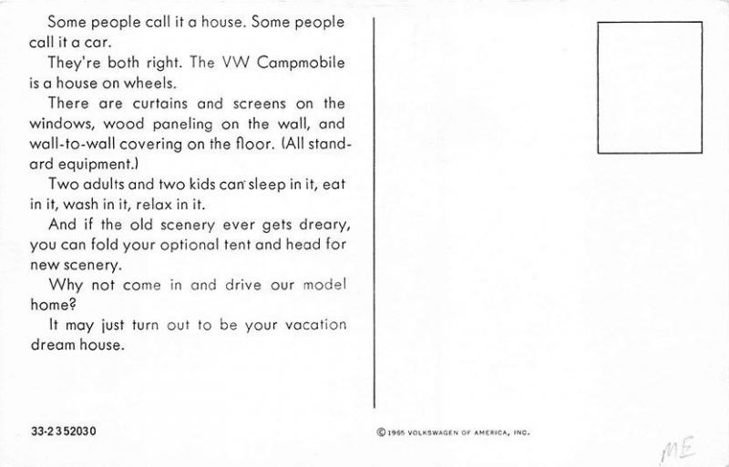 Volkswagen VW  Drive this model home Van Advertising Postcard