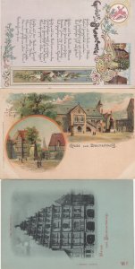 Gruss Aus Braunschweig 3x Old German Postcard s