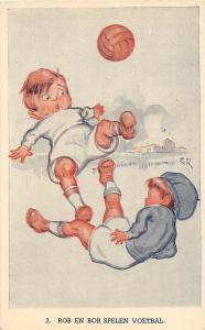 C99/ Sports Postcard Soccer Football Futball Comic c1920s Netherlands Kids 17