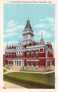 Clarksville Tennessee birds eye view Montgomery Co Court House antique pc Y12378