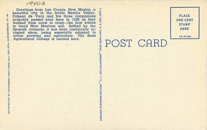 Las Cruces New Mexico Large Letters Multi View 1940s Postcard Teich 21-8282