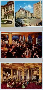 3 Postcards SAN FRANCISCO, CA ~ FAIRMONT HOTEL Crown Room & Lobby c1950s-60s 