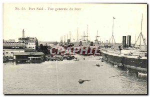 Old Postcard Port Said Vue Generale Harbor boats