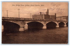 1907 New Bridge Street Bridge Grand Rapids Michigan MI Antique Posted Postcard