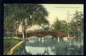 Worcester, Massachusetts/MA Postcard, Bridge In Institution Park, 1910!