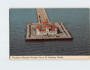 Postcard Aerial View of Municipal Recreation Pier on Tampa Bay St. Petersburg FL