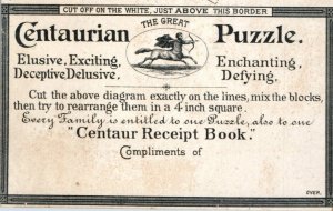 1881 Engraved Centaurian Calendar Puzzle Sara Bernardt Ash Tonic #Z