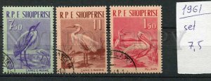 265004 ALBANIA 1961 used set BIRDS pelican stork heron