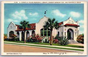 Vtg Daytona Beach Florida FL S. Cornelia Young Memorial Library 1930s Postcard