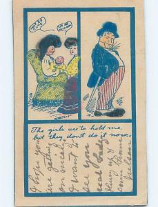 Pre-1907 comic WOMEN USED TO HOLD MAN BUT NOW THEY HOLD BABY HL2204