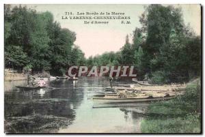 Old Postcard From The Banks of the Marne La Varenne Chennevieres Island of EM...