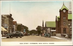 Parrsboro Nova Scotia NS Main Street Tinted Real Photo Vintage Postcard