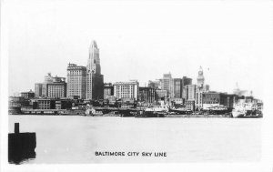 Maryland Baltimore City Skyline RPPC Photo Postcard 22-2459