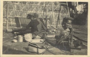 indonesia, SUMATRA, Native Batak Women Weaving (1920s) RPPC Postcard