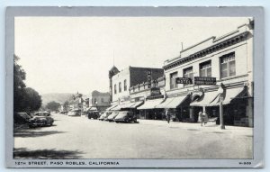 PASO ROBLES, California CA  ~ 12th STREET Scene 1930s-40s Ramona Hotel  Postcard