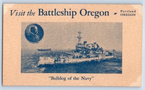 Portland Oregon OR Postcard Battleship Oregon Bulldog Of The Navy Unposted