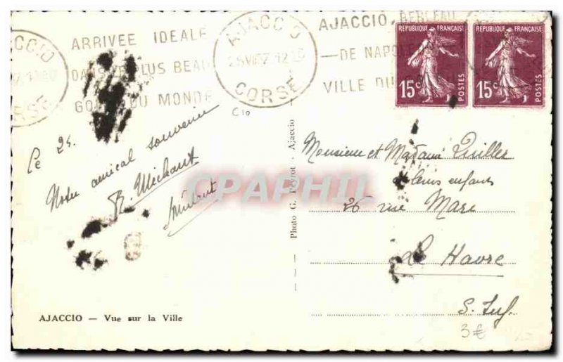 Old Postcard Arrival Ideale City View Ajaccio Corsica Corsica