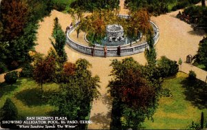 Texas El Paso San Jacinto Plaza Showing Alligator Pool Curteich