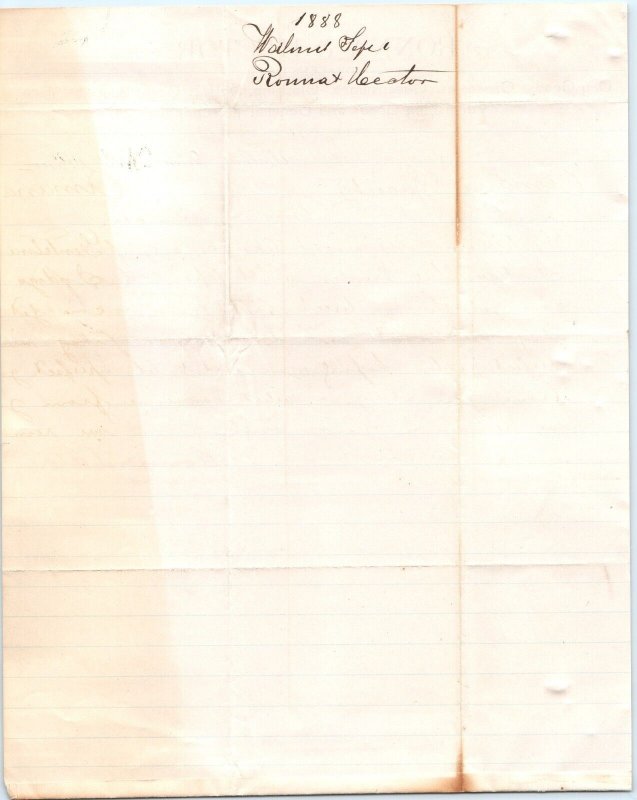 1888 Walnut, Iowa Ronna & Hector Dry Goods Clothing Memo Letterhead Amana IA R2