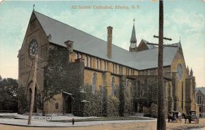 Albany New York~All Saints Cathedral~Horse Wagons in Street~Fire Hydrant~c1910