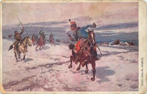 Hungary cavalry postcard Elet, halal harcz. unstick back damage