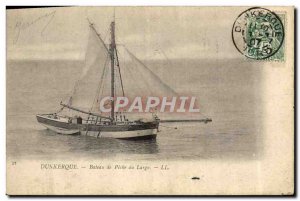 Postcard Old fishing boat off Dunkirk